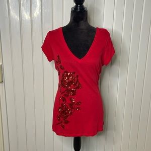 Express Deep v-neck longer length tee